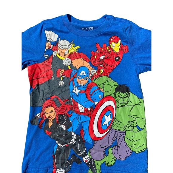 Marvel Comics Boys Blue Graphic Crewneck T-shirt SZ 7 K43 * - Picture 2 of 3